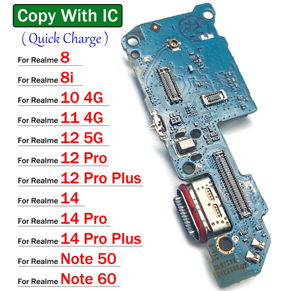 New For OPPO Realme 8 8i 10 11 12 14 Pro Plus Note 50 60 4G 5G USB Charge Port Jack Dock Connector Charging Board Flex Cable Realme phone repair parts