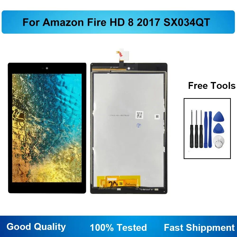 For Amazon Kindle Fire HD8 2017 HD 8 2017 7th Gen SX034QT LCD Display Touch Screen Digitizer Assembly Free Tools Tablet repair parts