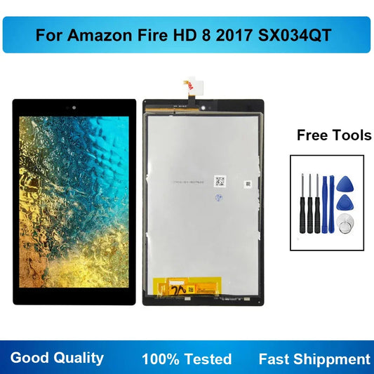For Amazon Kindle Fire HD8 2017 HD 8 2017 7th Gen SX034QT LCD Display Touch Screen Digitizer Assembly Free Tools Tablet repair parts