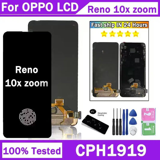 6.6 New AMOLED For Oppo Reno 10x Zoom CPH1919 LCD Display Touch Panel Digitizer For Reno10X Zoom PCCM00 Display with FingerPrint Oppo phone repair parts Realme phone repair parts