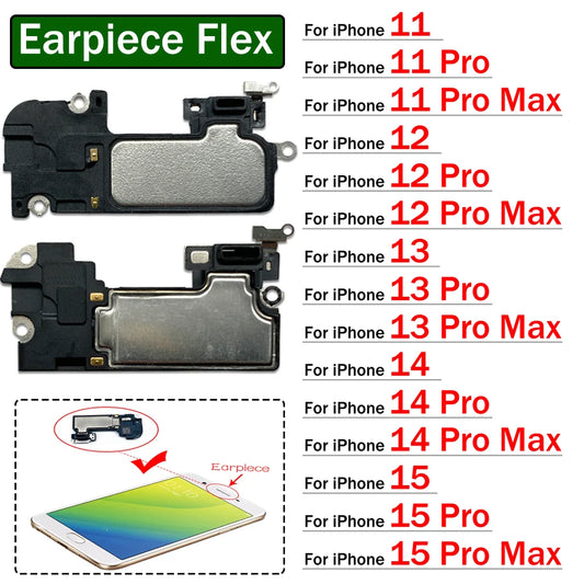 New Ear Speaker Earpiece For iPhone 11 12 13 14 15 Pro Max Plus Mini Sound Flex Cable Replacement Repair Parts iPhone phone repair parts