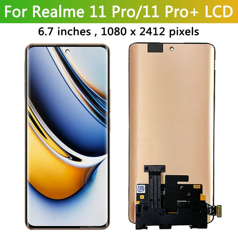 6.7"AMOLED For Oppo Realme 11 Pro+ Plus RMX3740, RMX3741 LCD Display Touch Screen Digitizer Assembly For Realme11Pro RMX3771 LCD Oppo phone repair parts Realme phone repair parts