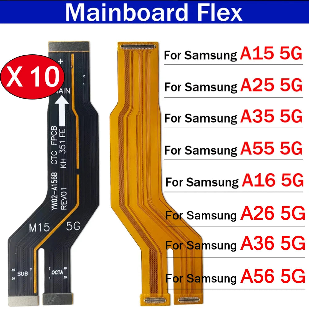 10Pcs/Lot，Main Board Motherboard Connector Flex Cable For Samsung A15 A16 A25 A35 A55 A26 A36 A56 4G 5G A166B A156B Samsung phone repair parts