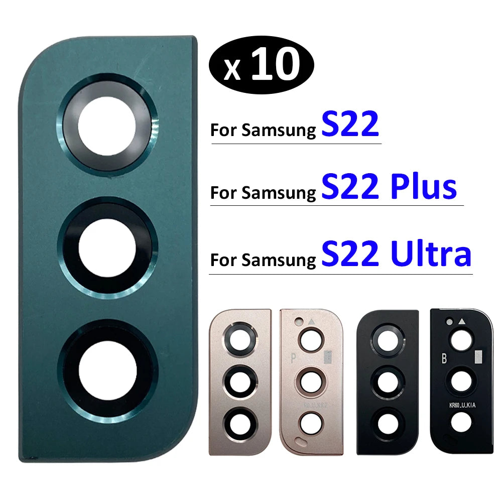 10Pcs/Lot, Rear Camera Glass Lens Back Camera Glass Cover Frame For Samsung S22 S23 Plus Ultra Replacement Parts Samsung phone repair parts