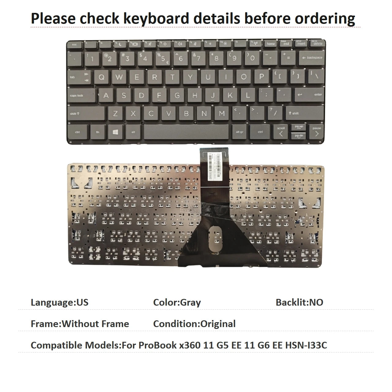 New US Arab Language  Keyboard For HP ProBook x360 11 G5 EE 11 G6 EE HSN-I33C Notebook PC Replacement Keyboard  HP laptop repair parts
