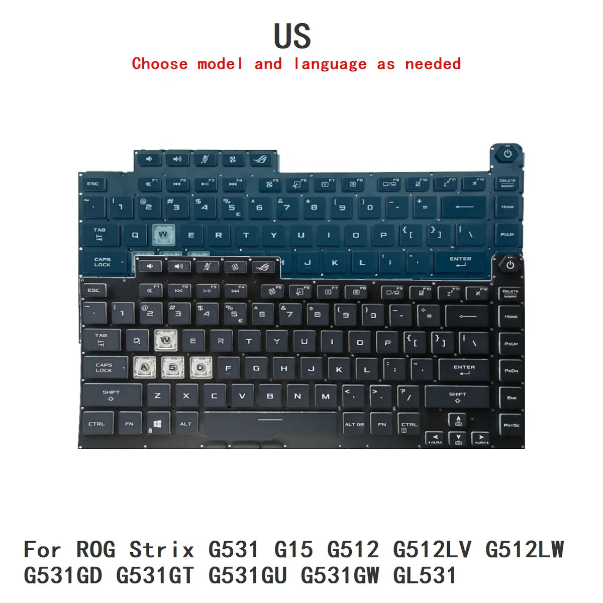 New US Language RGB Keyboard For ASUS ROG Strix G531 G15 G512 G512LV G512LW G531GD G531GT G531GU G531GW GL531 Keyboard ASUS laptop repair parts