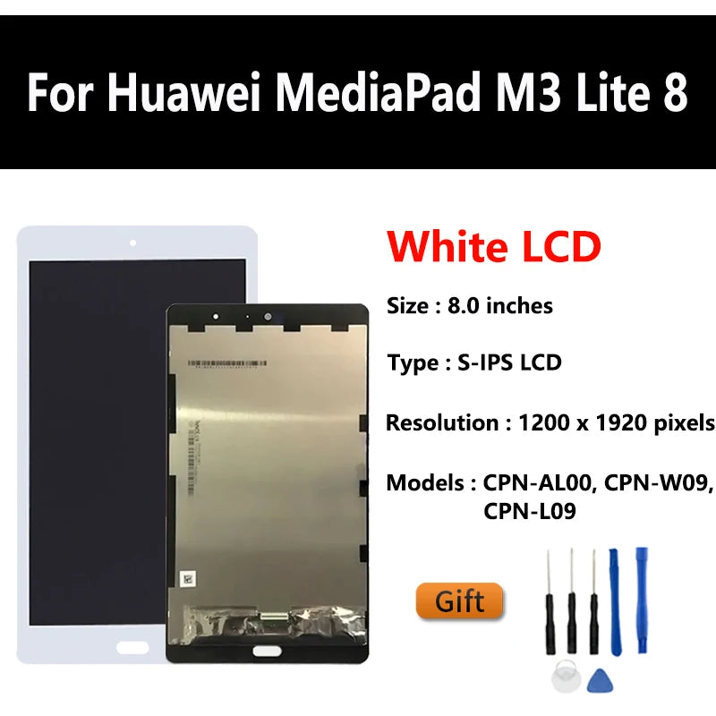 OEM LCD For Huawei Mediapad M3 Lite 8 8.0 LCD CPN-W09 CPN-AL00 CPN-L09 LCD Display Touch Screen Digitizer Assembly Tablet repair parts