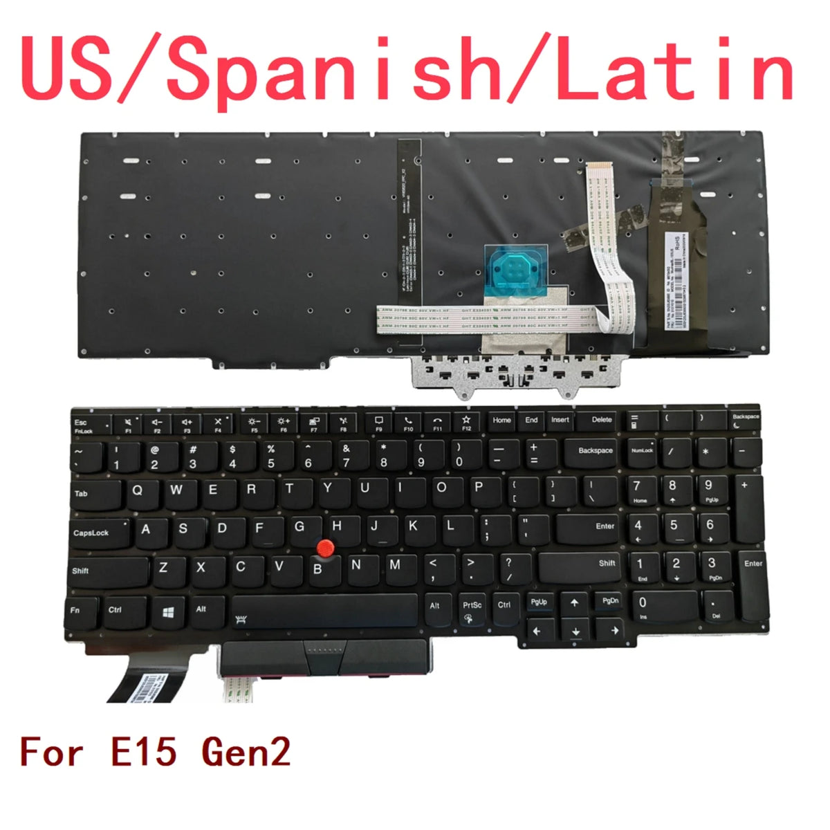 New US Spanish Latin Laptop Backlit Keyboard For Lenovo Thinkpad E15 Gen2 Notebook PC Replacement Lenovo laptop repair parts