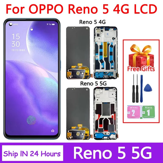 New for Oppo Reno 5 4G CPH2159 Lcd Display Touch Screen Digitizer Assembly for Oppo Reno5 5G PEGM00, PEGT00, CPH2145 LCD  Oppo phone repair parts