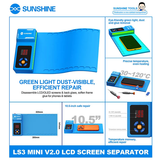 SUNSHINE LS3 Mini Portable LCD Screen Remover Intelligent Temperature Control Heating Pad for Mobile Phones and Tablet Repair Professional Repair Tools