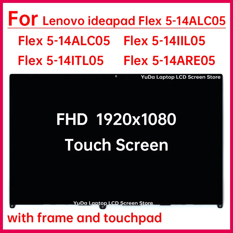 14" Touch Screen For Lenovo ideapad Flex 5-14ALC05 14ARE05 14IIL05 14ITL05 LCD Display Digitizer+With Frame Assembly Replacement Lenovo laptop repair parts