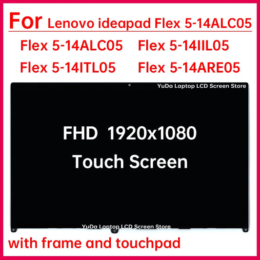 14" Touch Screen For Lenovo ideapad Flex 5-14ALC05 14ARE05 14IIL05 14ITL05 LCD Display Digitizer+With Frame Assembly Replacement Lenovo laptop repair parts
