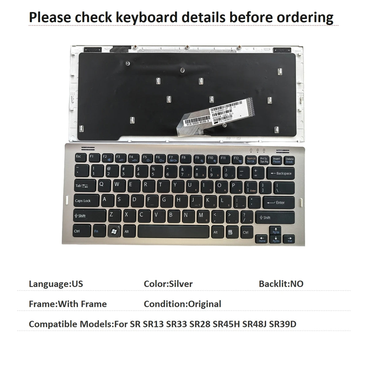 New US Latin Brazil Language  Keyboard For Sony SR SR13 SR33 SR28 SR45H SR48J SR39D Notebook PC Replacement Keyboard SONY laptop repair parts