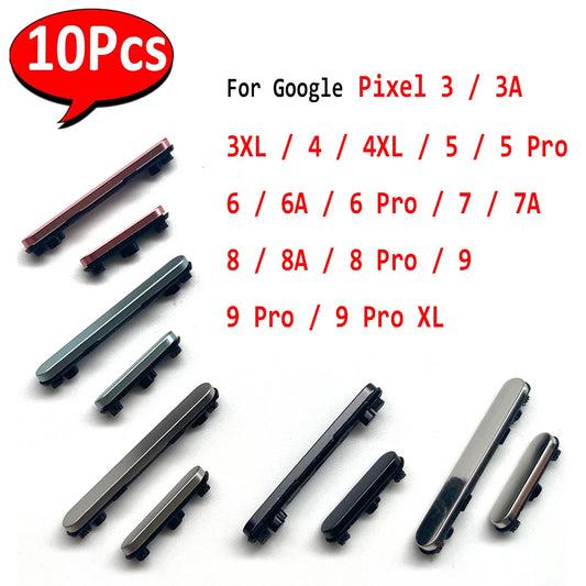 10Pcs Side Keys Power and Volume Buttons Key Set Replacement Part For Google Pixel 3 3A 3XL 4 4XL 5 6 6A 7 7A 8 8A 9 9 Pro XL Google Pixel Phone repair parts