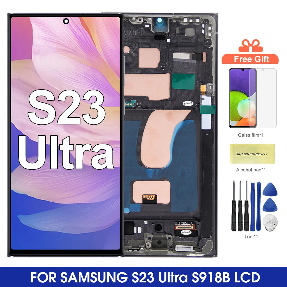 TFT Screen for Samsung Galaxy S23 Ultra S918B S918B/DS Lcd Display Digital Touch Screen with Frame for Samsung S23 Ultra Samsung phone repair parts