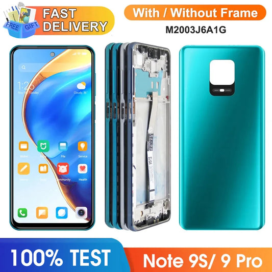 6.67" Screen for Xiaomi Redmi Note 9S M2003J6A1G Lcd Display Digital Touch Screen with Frame for Redmi Note 9 Pro Replacement Xiaomi phone repair parts