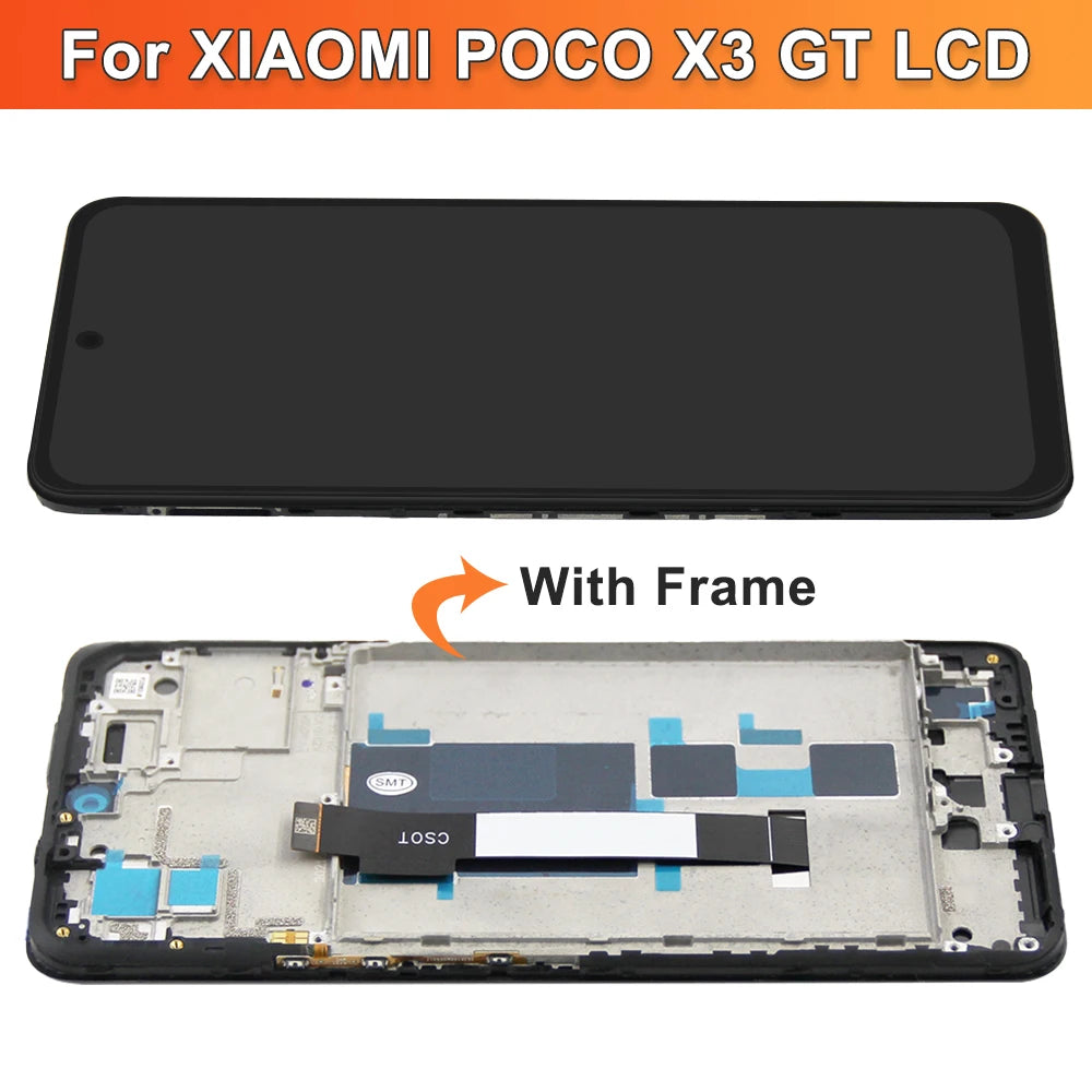 Poco X3 GT Display Screen Replacement, for Xiaomi Poco X3 GT 21061110AG Lcd Display Digital Touch Screen with Frame Assembly Xiaomi phone repair parts
