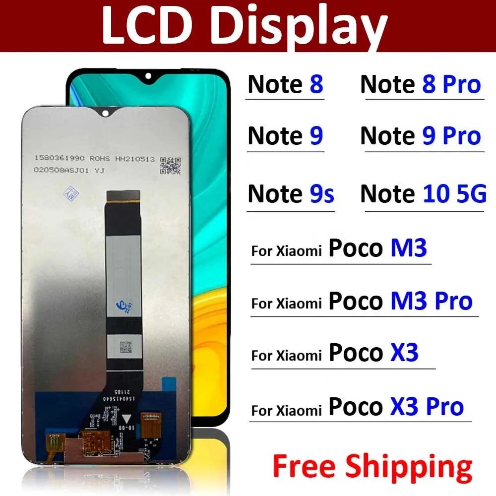 LCD Display Touch Screen Replacement Digitizer Assembly For Xiaomi Redmi Note 7 8 9 9S 10 5G 9T / Poco M3 X3 Pro  Xiaomi  Xiao mi phone repair parts