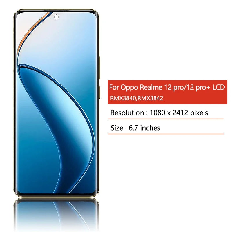 6.7“AMOLED For Oppo Realme 12 Pro+ Pllus RMX3840 LCD Display Touch Screen Digitizer For Realme 12 Pro 5G LCD Screen Oppo phone repair parts Realme phone repair parts