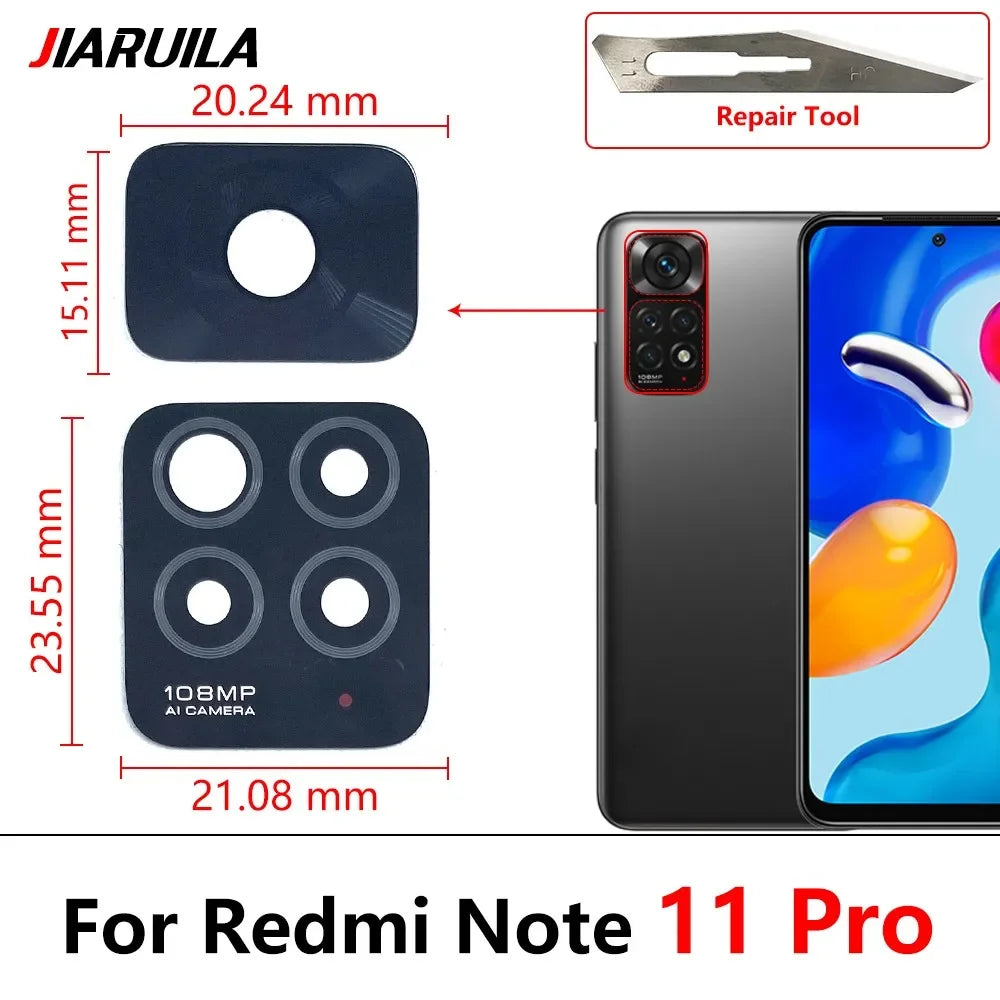 100Pcs, Back Rear Camera Glass Lens For Redmi Note 10 10s 11 12 13 Pro Plus 4G 5G With Adhesive Sticker Samsung phone repair parts