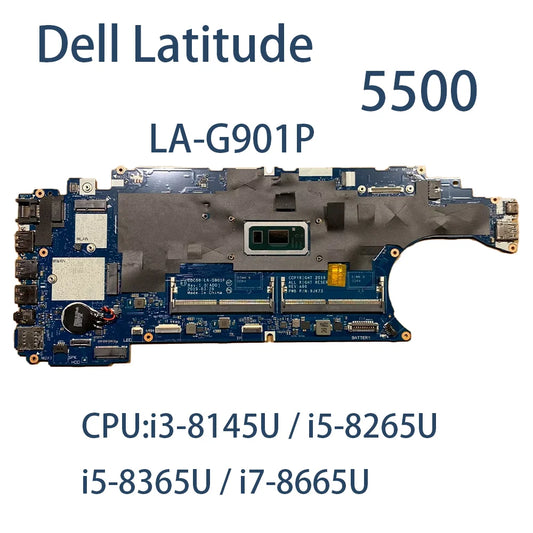 Laptop Motherboard For Dell Latitude 5500 LA-G901P With CPU I3-8145U I5-8265U I5-8365U I7-8665U FRU 0F25W9 0J16NW HG7HC DELL  laptop repair parts