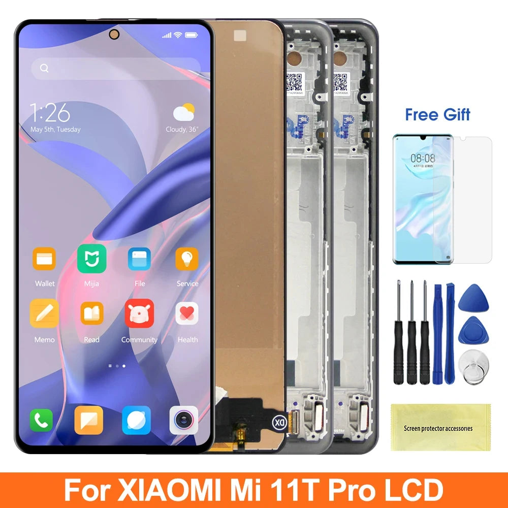 6.67" Xiaomi 11T Pro 2107113SG 2107113SI Lcd Display Digital Touch Screen With Frame Assembly for Xiaomi 11T Screen Replacement Xiaomi phone repair parts