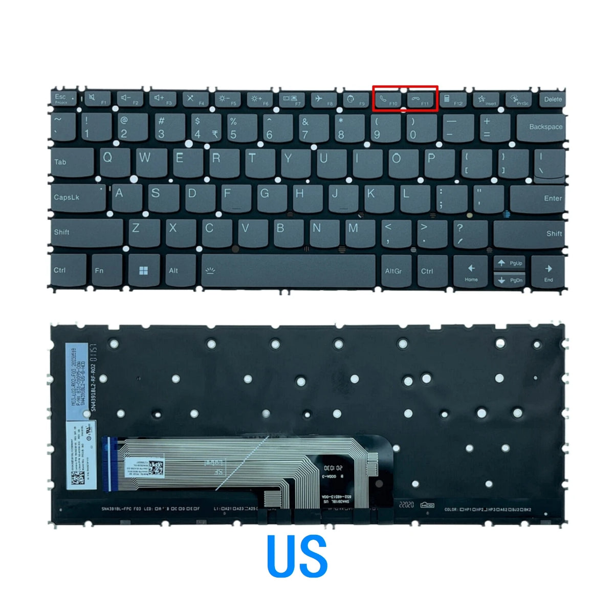 New US Backlit Keyboard For Lenovo Thinkpad 13X ITG 13S G2 ARE G2 ITL YOGA Pro 13S ACN Pro13s ITL 2021 Grey F10 Phone Key Lenovo laptop repair parts
