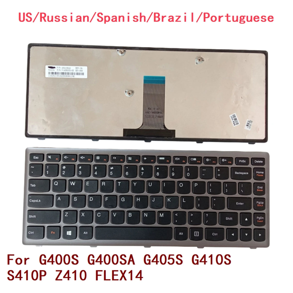 New US Russian Spanish Brazil Portuguese Laptop Keyboard For Lenovo G400S G400SA G405S G410S S410P Z410 FLEX14 (NOT FIT G400) Lenovo laptop repair parts