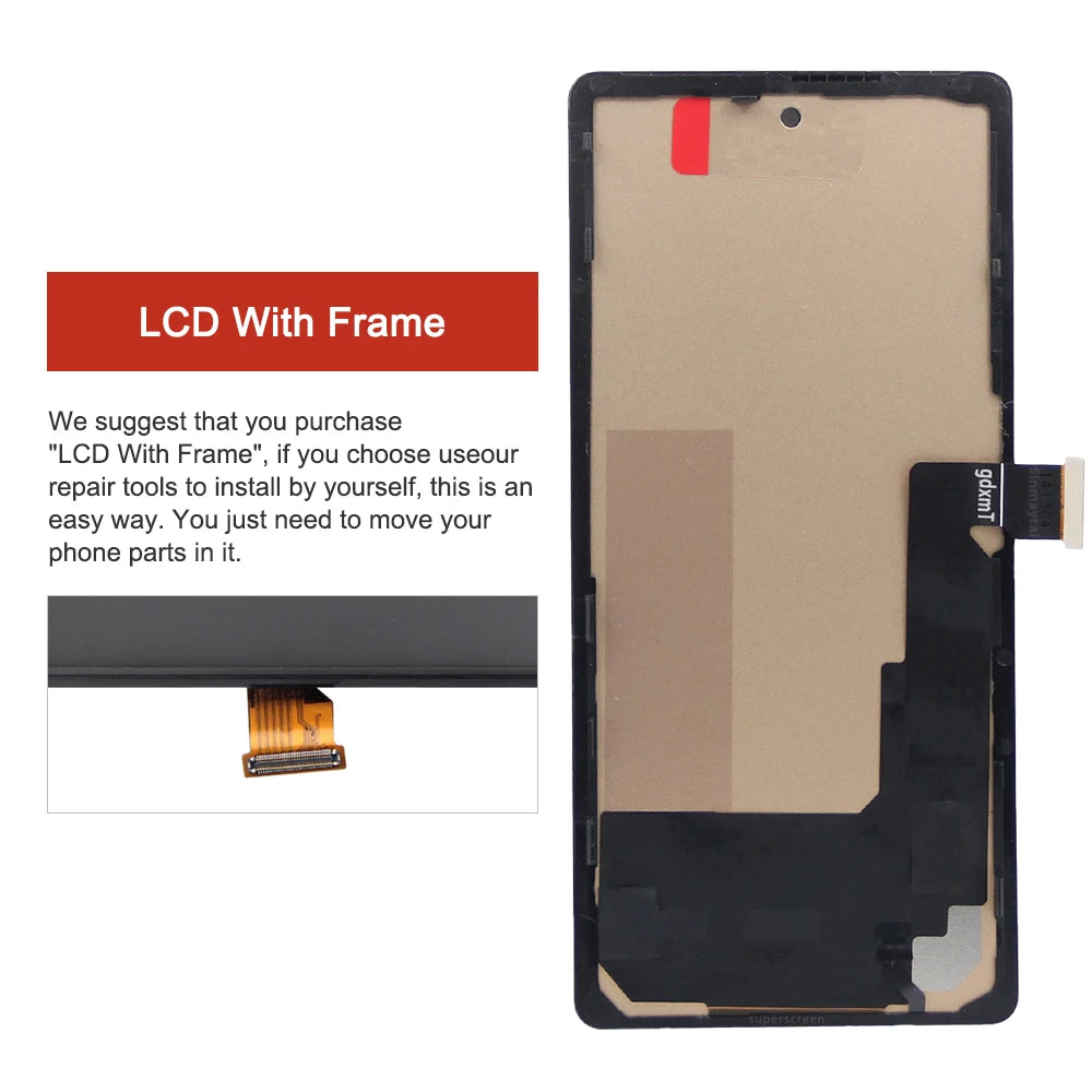TFT For Google Pixel 6A GX7AS, GB62Z, G1AZG, GB17L LCD Display Touch Screen Digitizer Pixel 6a Lcd with frame 100% Tested ﻿ Google phone repair parts