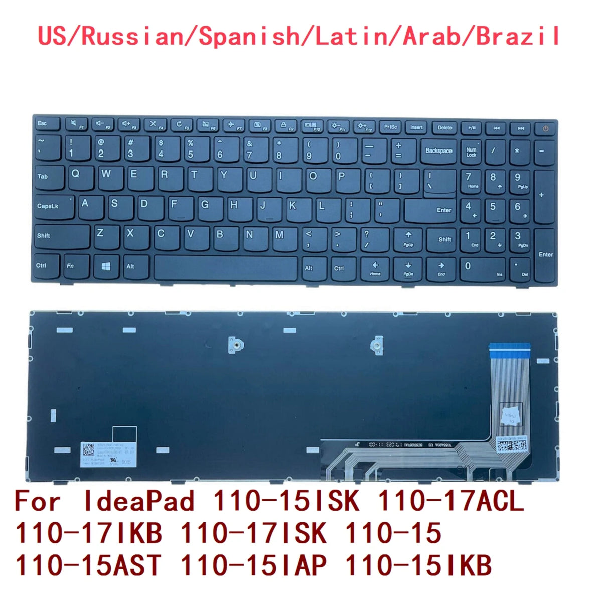 US RU SP LA AR BR Keyboard For Lenovo IdeaPad 110-15ISK 110-17ACL 110-17IKB 110-17ISK 110-15 110-15AST 110-15IAP 110-15IKB Lenovo laptop repair parts