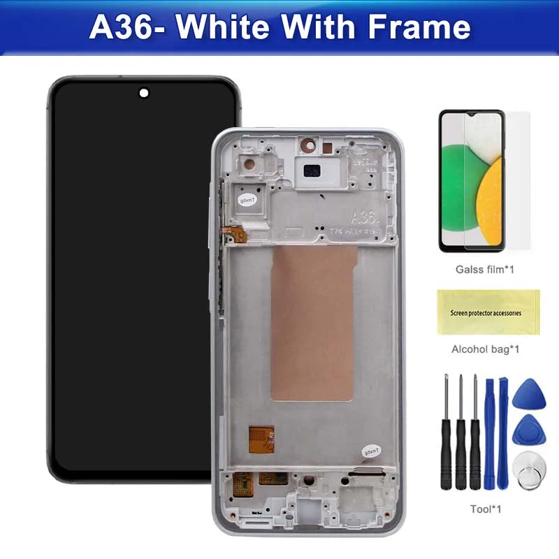 For Samsung A36 5G LCD Display Touch Screen Digitizer with Frame Compatible with SM-A366E, SM-A366B, SSM-A366U Assembly Samsung phone repair parts