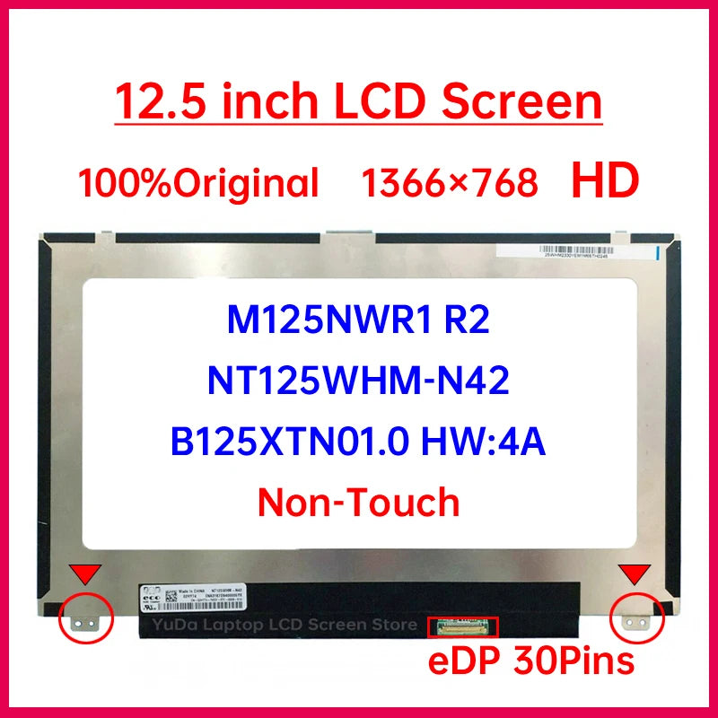 12.5" Laptop LCD Screen NT125WHM-N42 M125NWR1 R2 B125XTN01.0 HW:4A For Dell Latitude 5280 5290 7280 7290 Display Matrix Panel DELL laptop repair parts