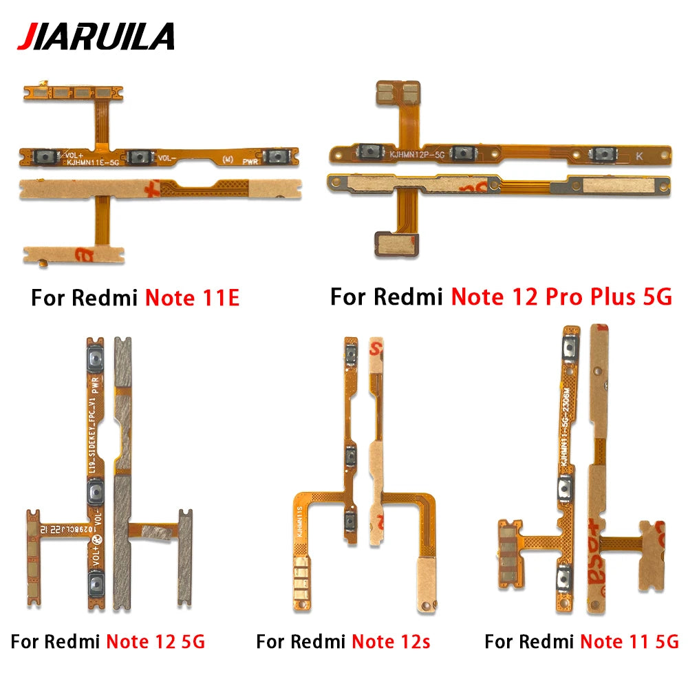 10Pcs,  Power On Off Volume Key Button Flex Cable For Xiaomi Redmi Note 10 10s 11 11s 12 12s 13 Pro Plus 4G 5G Xiaomi  Xiao mi phone repair parts