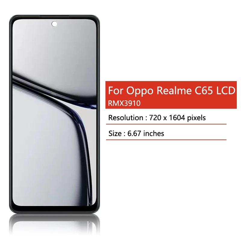 C65 Display Screen With Frame For Oppo Realme C65 4G LCD Display Touch Screen Digitizer For Realme C65 5G RMX3910 LCD Assembly Oppo phone repair parts Realme phone repair parts