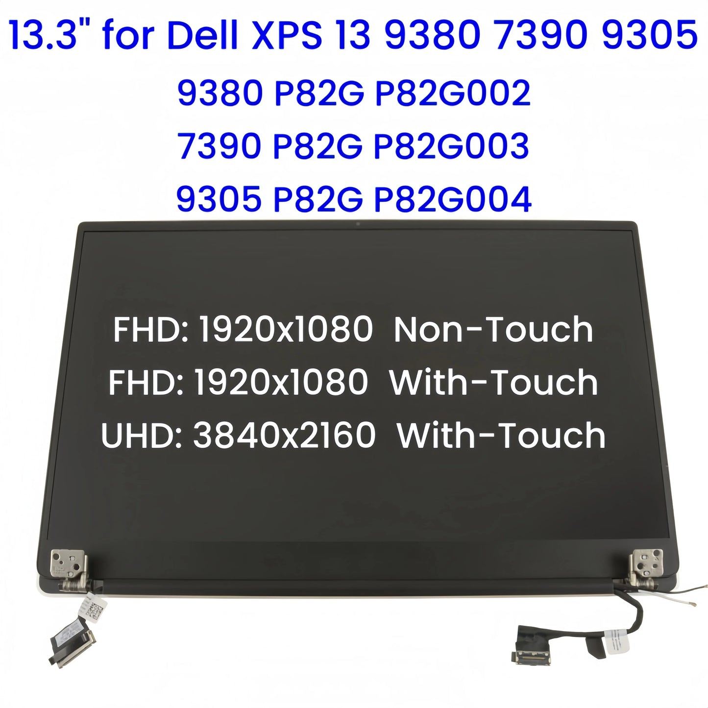 13.3" for Dell XPS 13 9380 P82G002 / 7390 P82G003 / 9305 P82G004 Complete Upper Half LCD Touch Display Screen Assembly Replaceme Dell laptop repair parts