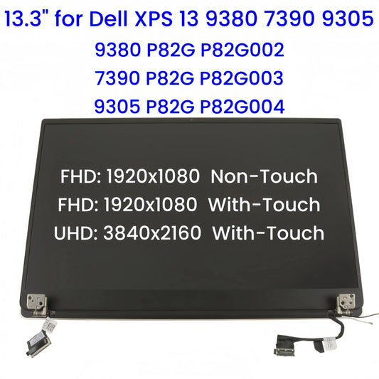 13.3" for Dell XPS 13 9380 P82G002 / 7390 P82G003 / 9305 P82G004 Complete Upper Half LCD Touch Display Screen Assembly Replaceme Dell laptop repair parts