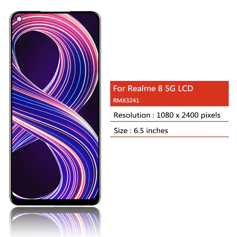 6.5'' Display For Oppo Realme 8 5G LCD Display 10 Touch Screen Digitizer Assembly For Realme8 5G RMX3241 Display Repair Parts Oppo phone repair parts Realme phone repair parts