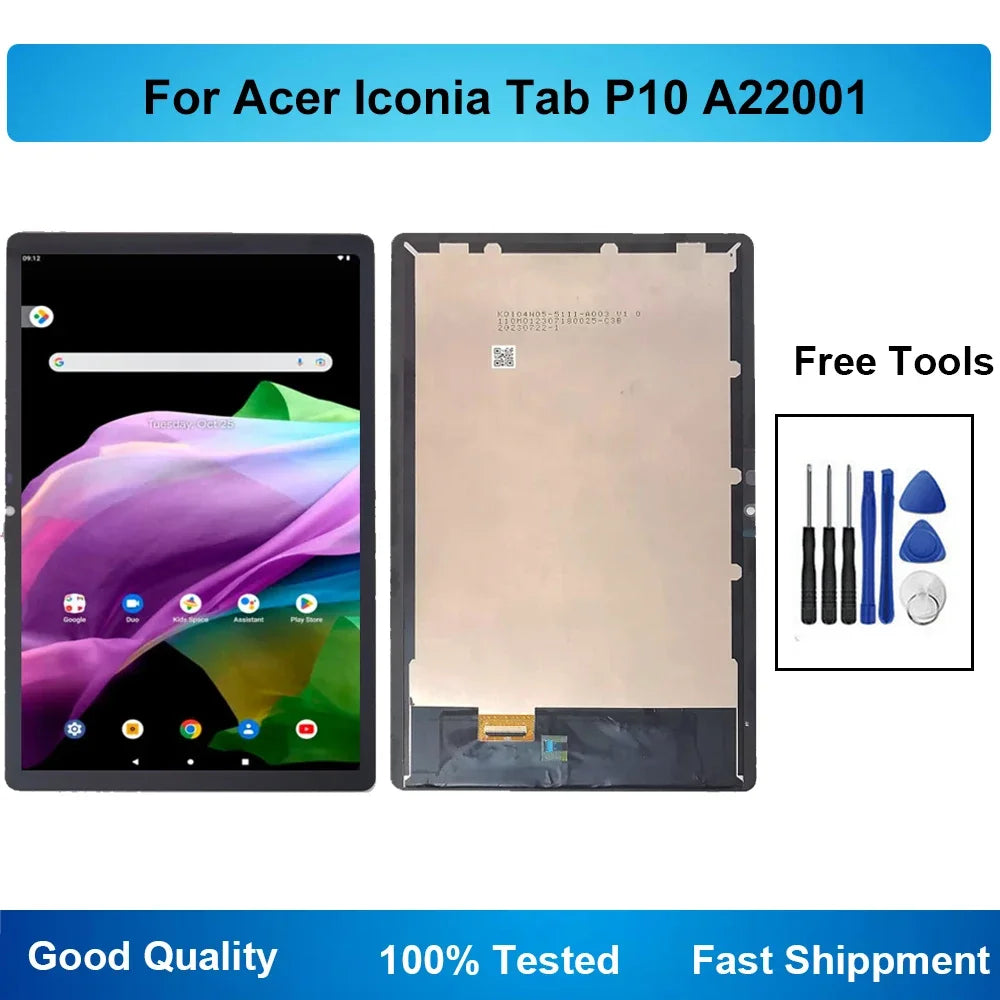 10.4 Inch For Acer Iconia Tab P10 LCD Display Touch Screen Digitizer Glass Sensor Assembly Tablet repair parts