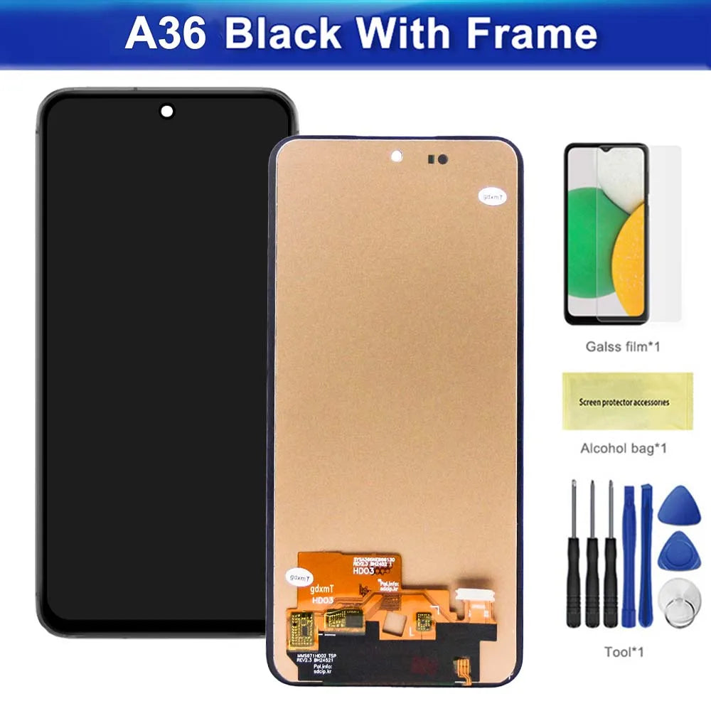 For Samsung A36 5G LCD Display Touch Screen Digitizer with Frame Compatible with SM-A366E, SM-A366B, SSM-A366U Assembly Samsung phone repair parts