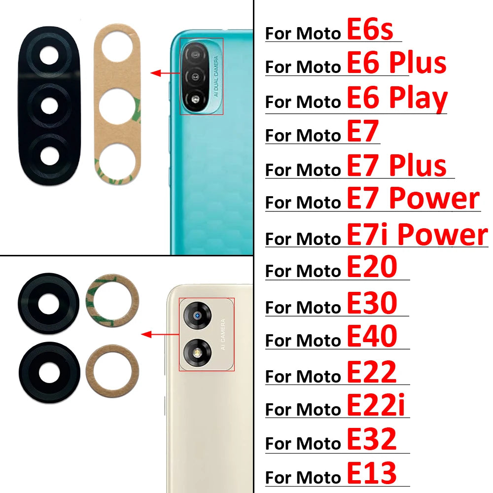 Back Rear Camera Glass Lens For Moto E4 E7 E6 E6s E5 E7i Plus Play Power E20 E30 E40 E22 E32 E13 E22i With Adhesive Motorola phone repair parts