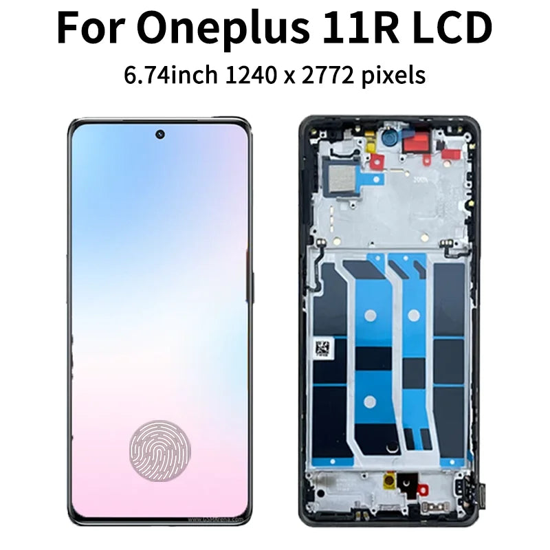 6.74" New For Oneplus 11R LCD 1+11R Display Touch Screen Digitizer Assembly CPH2487 Display With Frame  OnePlus phone repair parts