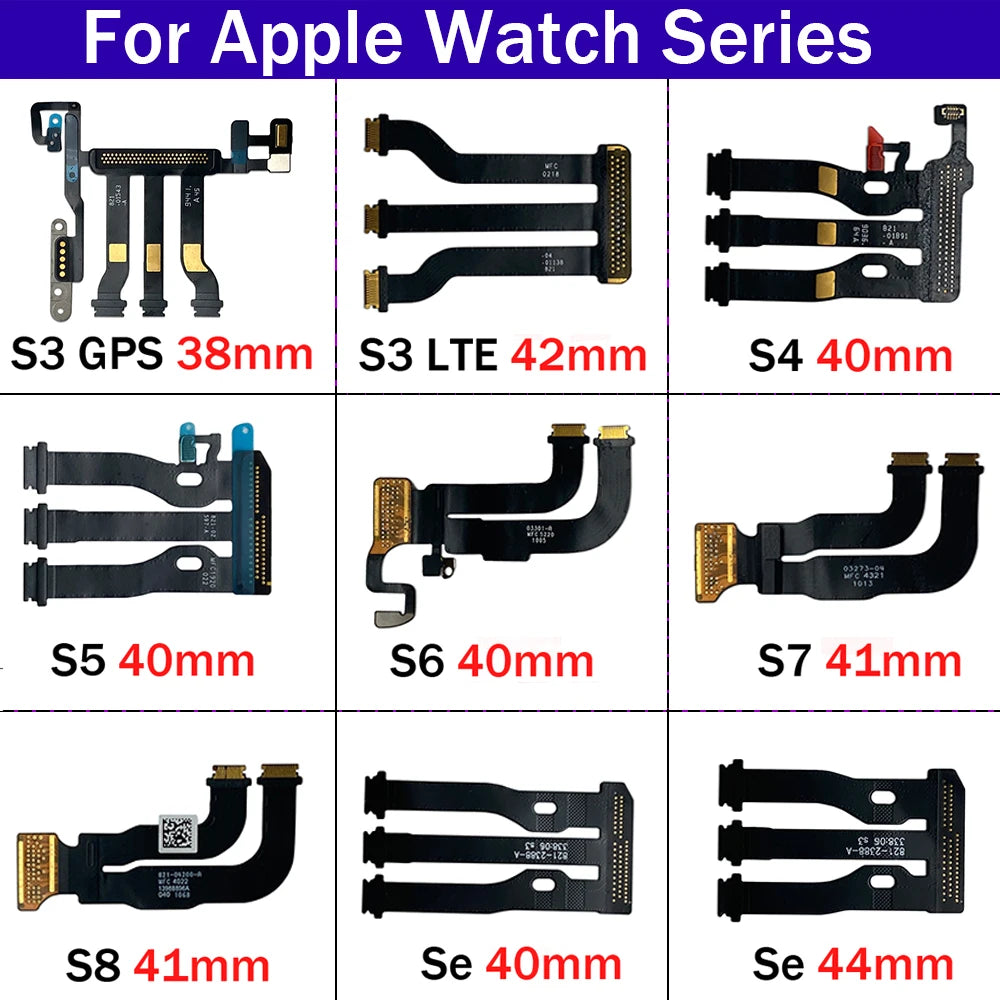 LCD Touch Display Screen Motherboard Connector Flex Cable For Apple Watch Series S3 GPS LTE S4 S5 S6 S7 S8 SE 38/42/40/41/44 MM  iWatch repair parts
