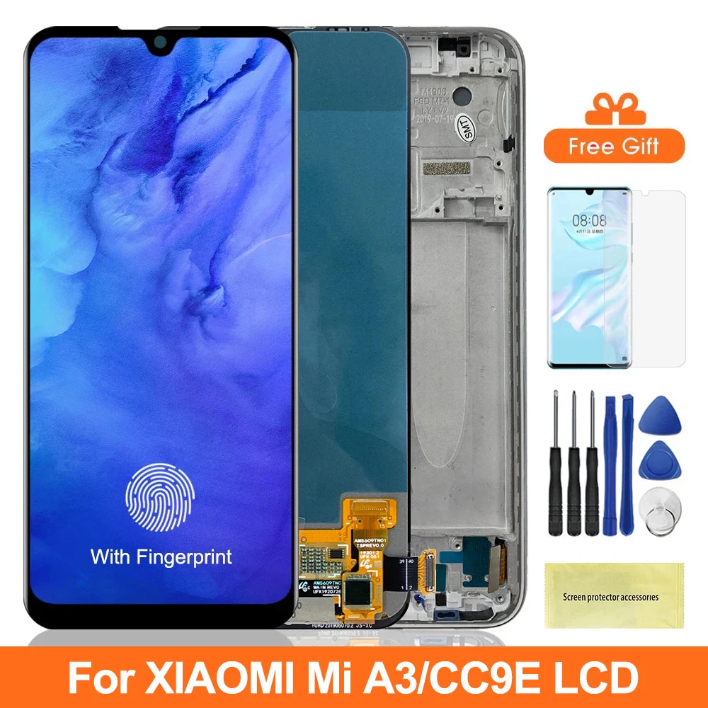 6.01" Mi A3 , for Xiaomi Mi A3 M1906F9SH Lcd Display Digital Touch Screen with Frame for Xiaomi Mi CC9e Screen Replacement Xiaomi phone repair parts