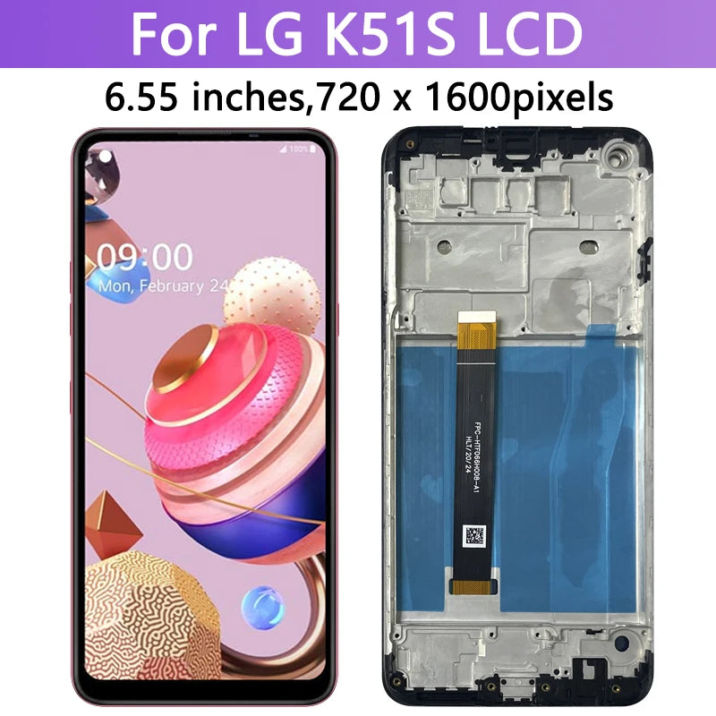 LMK510EMW, LM-K510EMW, LM-K510 Premium Lcd For LG k51s Display Touch Screen Digitizer Panel Assembly K51S Screen Frame LG phone repair parts
