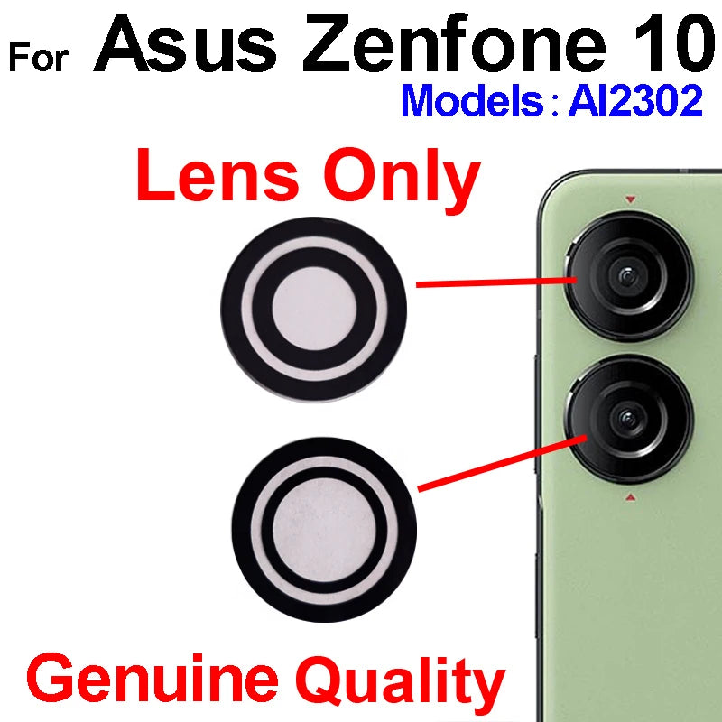 For Asus Zenfone 9 AI2202 Zenfone 10 AI2302 Rear Back Camera Glass Lens Frame Cover with Sticker Glue Repalcement Sony phone repair parts