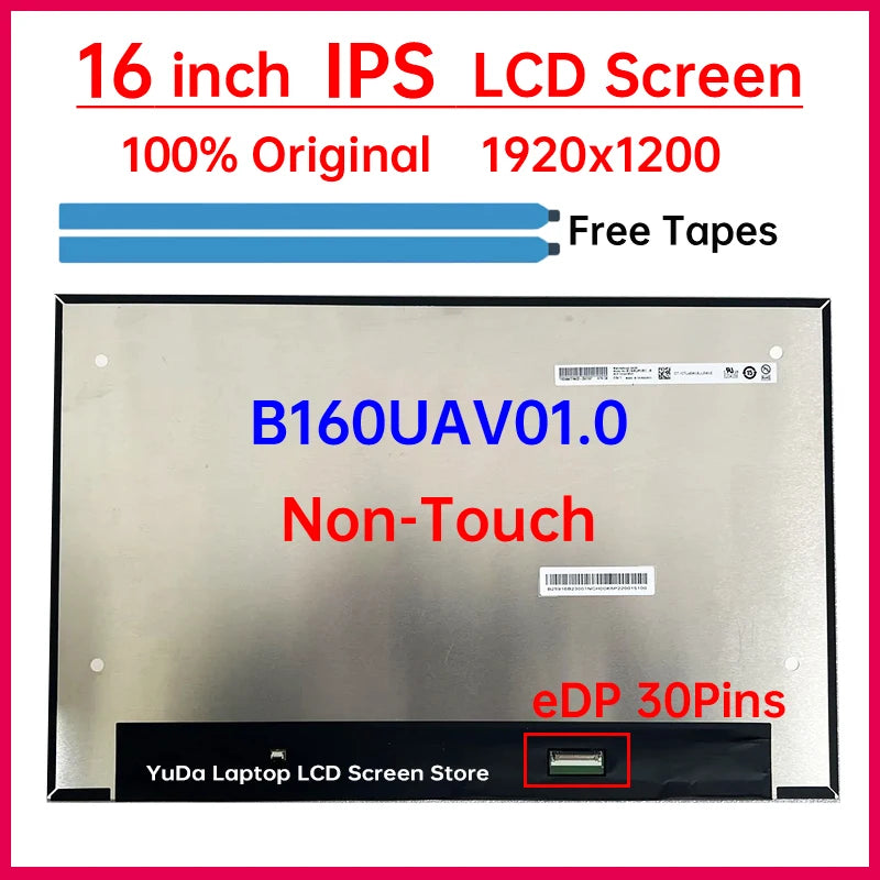 16 Inch Laptop LCD Screen B160UAV01.0 Display Matrix Panel Replacement WUXGA 1920x1200 eDP 30 Pins Non-Touch Laptop screen replacement