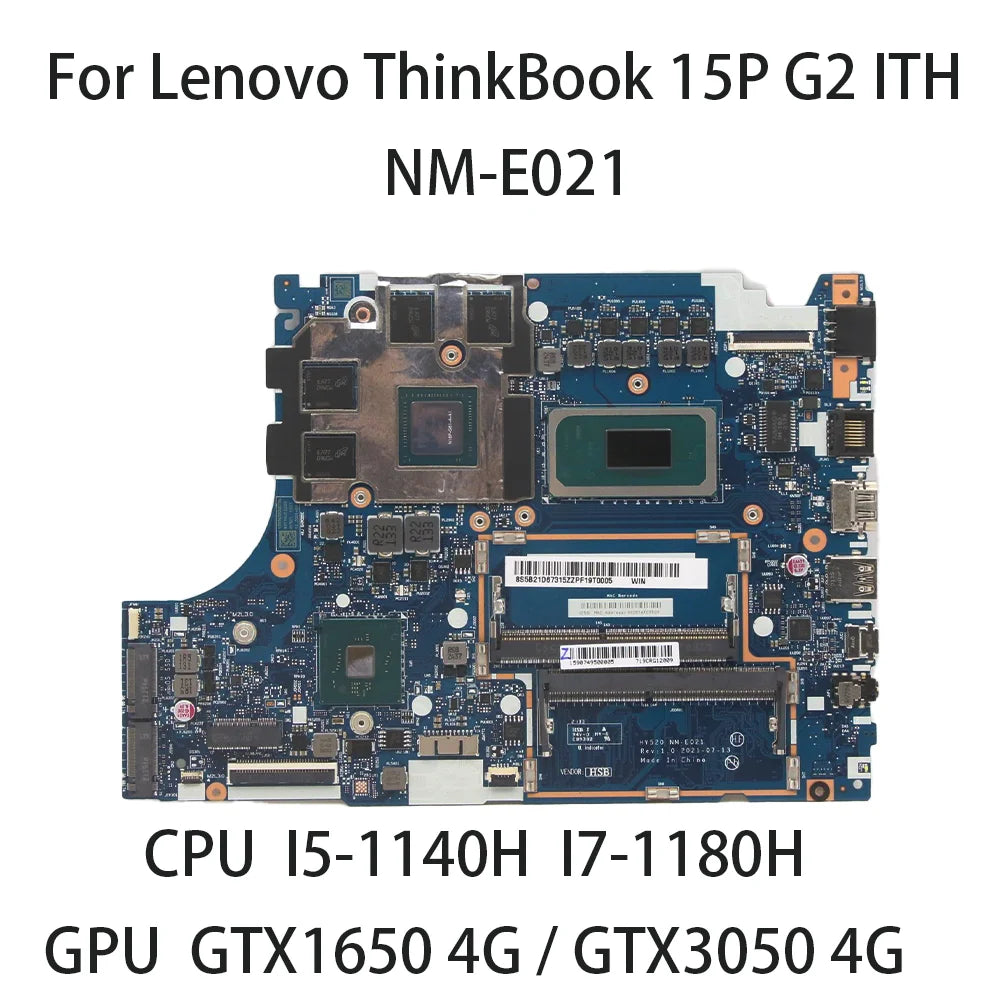 Laptop Motherboard for Lenovo ThinkBook 15P G2 ITH HY520 NM-E021 CPU: I5-1140H I7-1180H GPU GTX1650 4G/GTX3050 4G 5B21D67315 Lenovo laptop repair parts