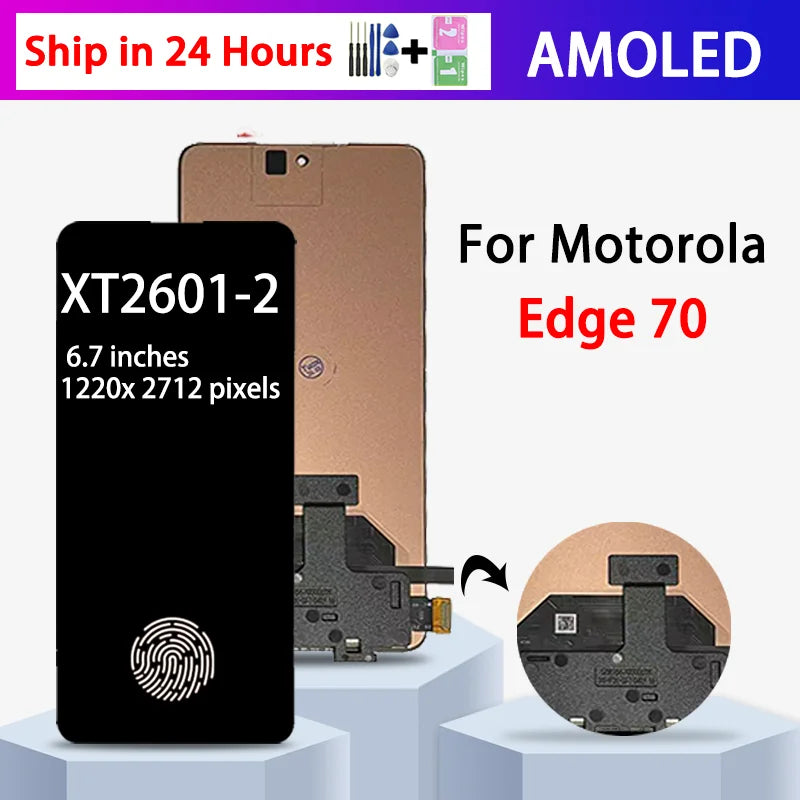 6.7“AMOLED 120Hz For Moto X70 Air LCD for Motorola Edge 70 Edge70 LCD XT2601-2 Display Touch Screen Digiziter Assembly Motorola phone repair parts