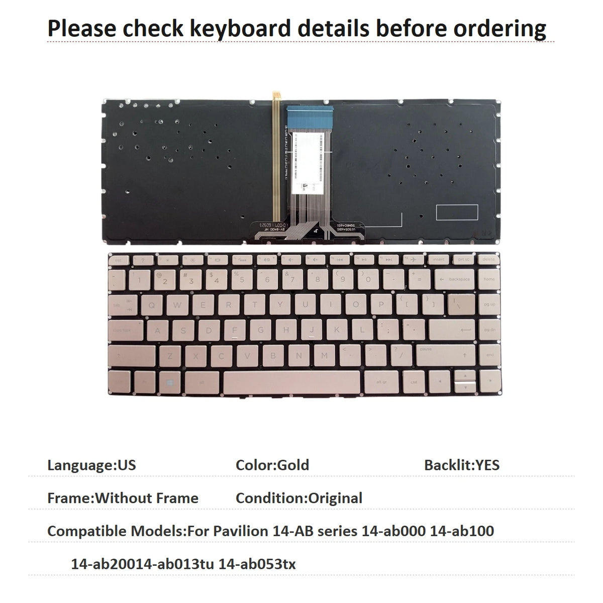 New US Spanish Latin Language  Backlit Keyboard For HP Pavilion 14-AB series 14-ab000 14-ab100 14-ab20014-ab013tu 14-ab053tx  HP laptop repair parts