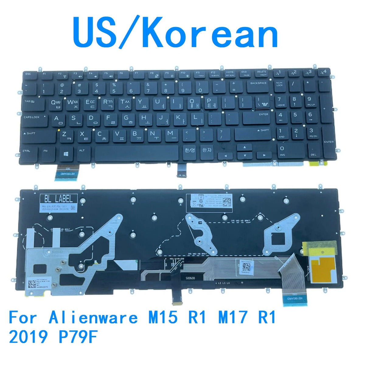 New US Korean Laptop Backlit Keyboard For Dell Alienware M15 R1 M17 R1 2019 P79F 06F8R5-KOR DELL  laptop repair parts